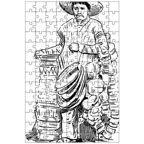 фото Магнитный пазл 27x18см."корзина, человек, мексиканец" на холодильник lotsprints