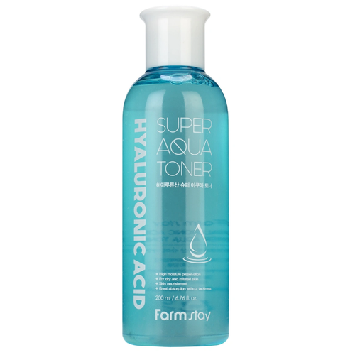 FarmStay Hyaluronic Acid Super Aqua Toner Увлажняющий тонер для лица с гиалуроновой кислотой 200ml