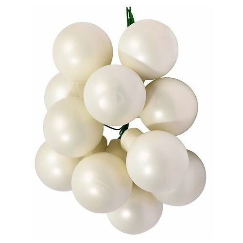 Гроздь стеклянных матовых шариков на проволоке, 12 шаров по 25 мм, цвет: белый, Kaemingk 710590