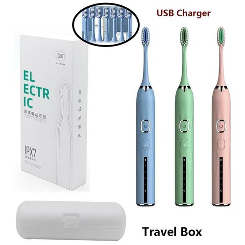 Электрическая зубная щетка Electric Toothbrush / Звуковая щетка с 5 насадками / Ультразвуковая зубная щетка