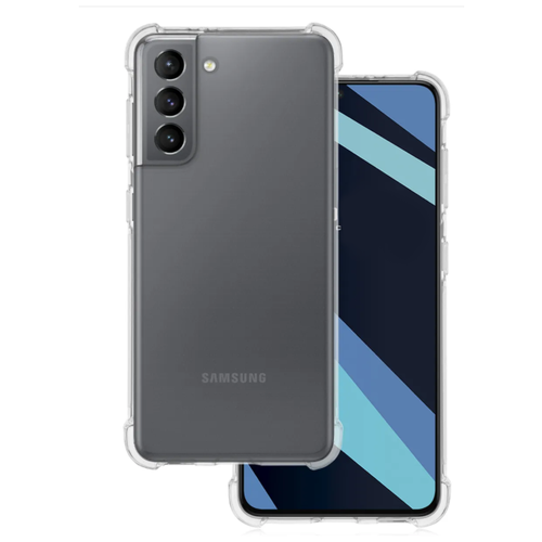 Чехол силиконовый для Samsung Galaxy S21, усиленные края, микс, прозрачный