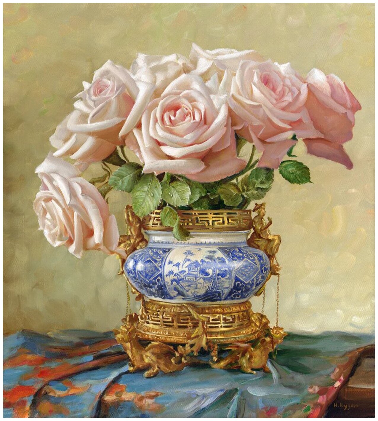 Картина мозаикой бузин. Восточные розы (квадр. эл-ты) (38 цветов) 40*50 см