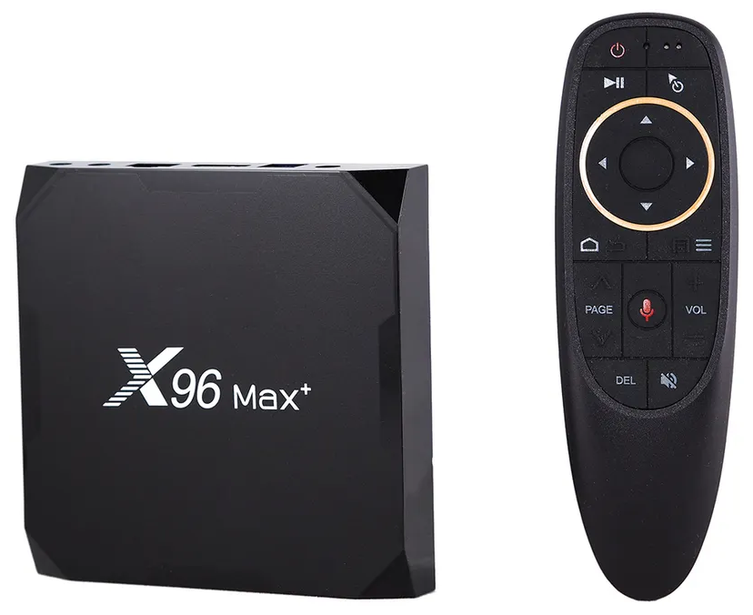 Комплект: Смарт ТВ приставка X96 Max Plus (Amlogic S905X3) 4/64 ГБ Android 9.0 Ethernet 10/100/1000 + Пульт c голосовым управлением G10 Air Mouse