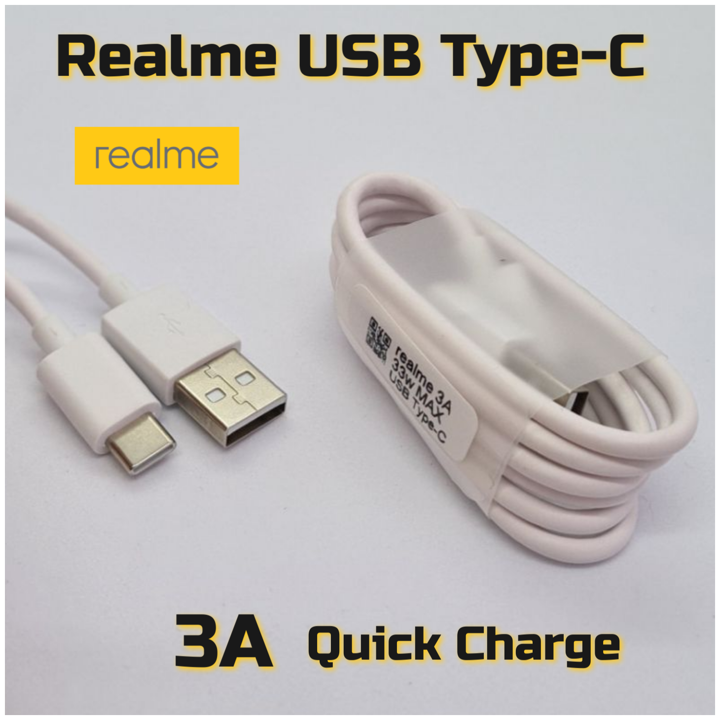 Кабель USB Type-C 3A Realme/QuickCharge/Цвет White