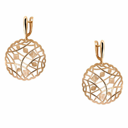 Серьги АЛЬФА-КАРАТ, серебро, 925 проба, золочение, золотой