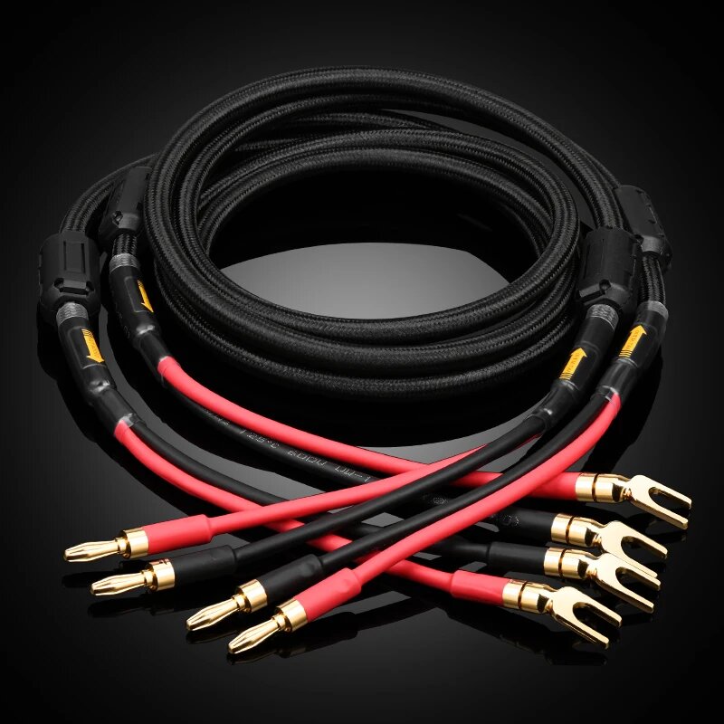 Кабель для динамиков из меди с посеребренным проводом, banana to Y plug, 3 м
