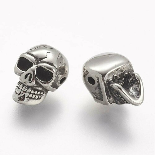 Бусина металлическая 149595мм базовый металл - нержавеющая сталь череп нержавеющая сталь с чернением 425₽