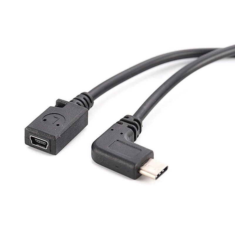 Кабель USB Type-C на Mini USB, черный, 25 см