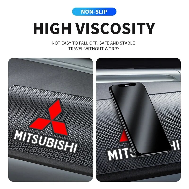 Липкий нескользящий ПВХ коврик на приборную панель автомобиля для Mitsubishi ASX Lancer Pajero Outlander эмблема Eclipse Colt Delica автомобильные аксессуары, Черный — фото 1