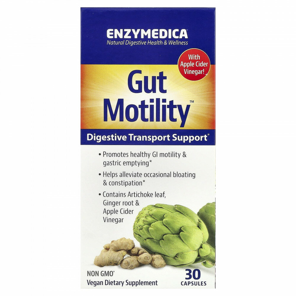 Enzymedica, Gut Motility™, поддержка пищеварительной системы, 30 капсул