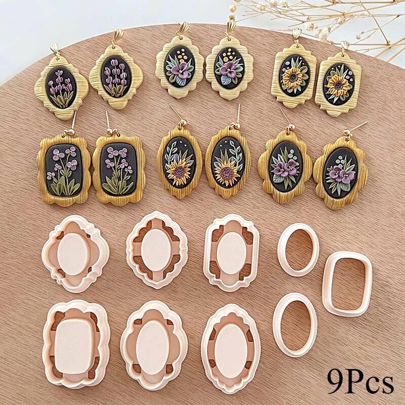 Набор фрез для полимерной глины Retro Frame, C034-9Pcs