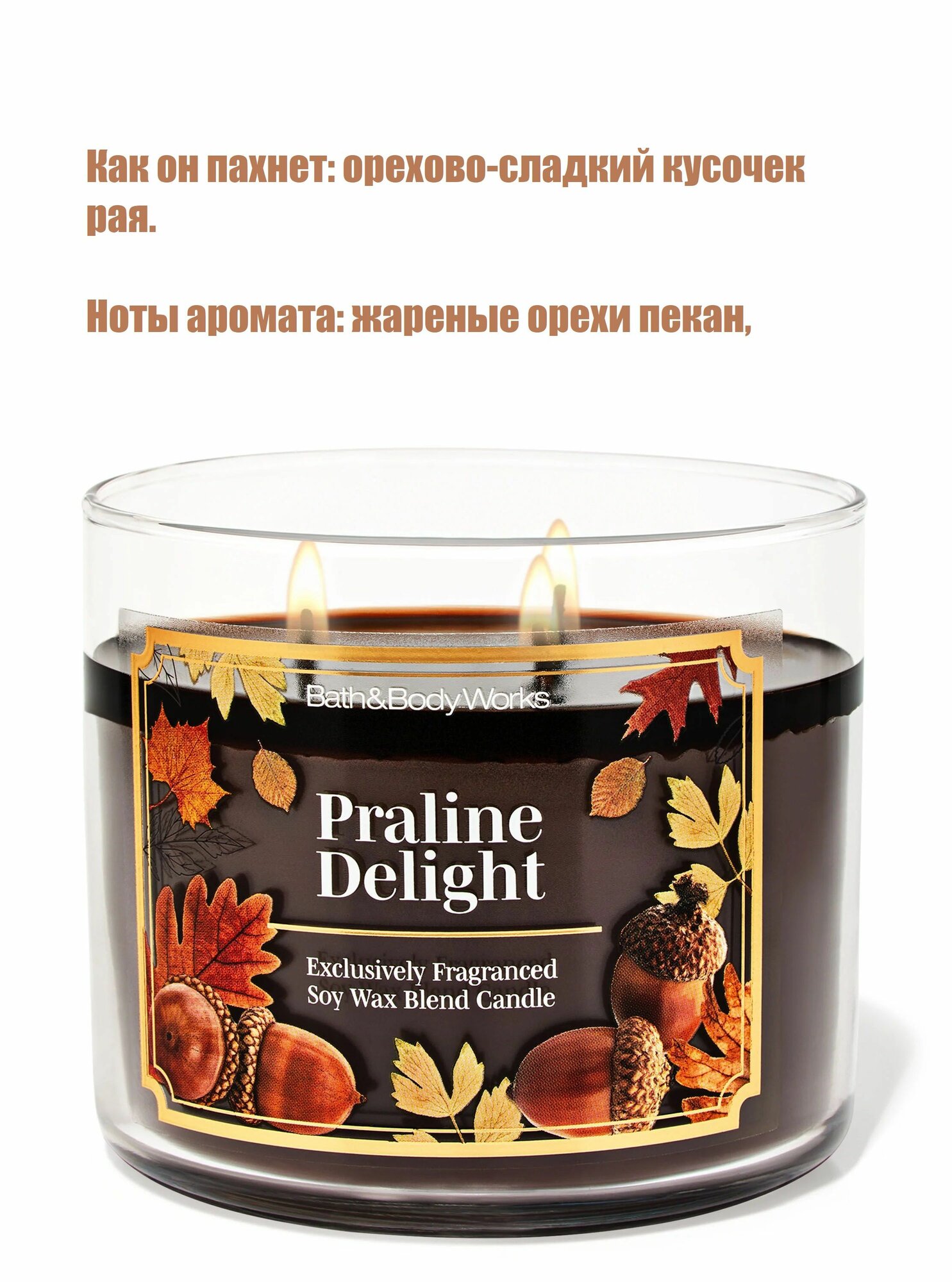 Bath and Body Works свеча ароматическая с 3-мя фитилями Praline Delight (411 грамм)