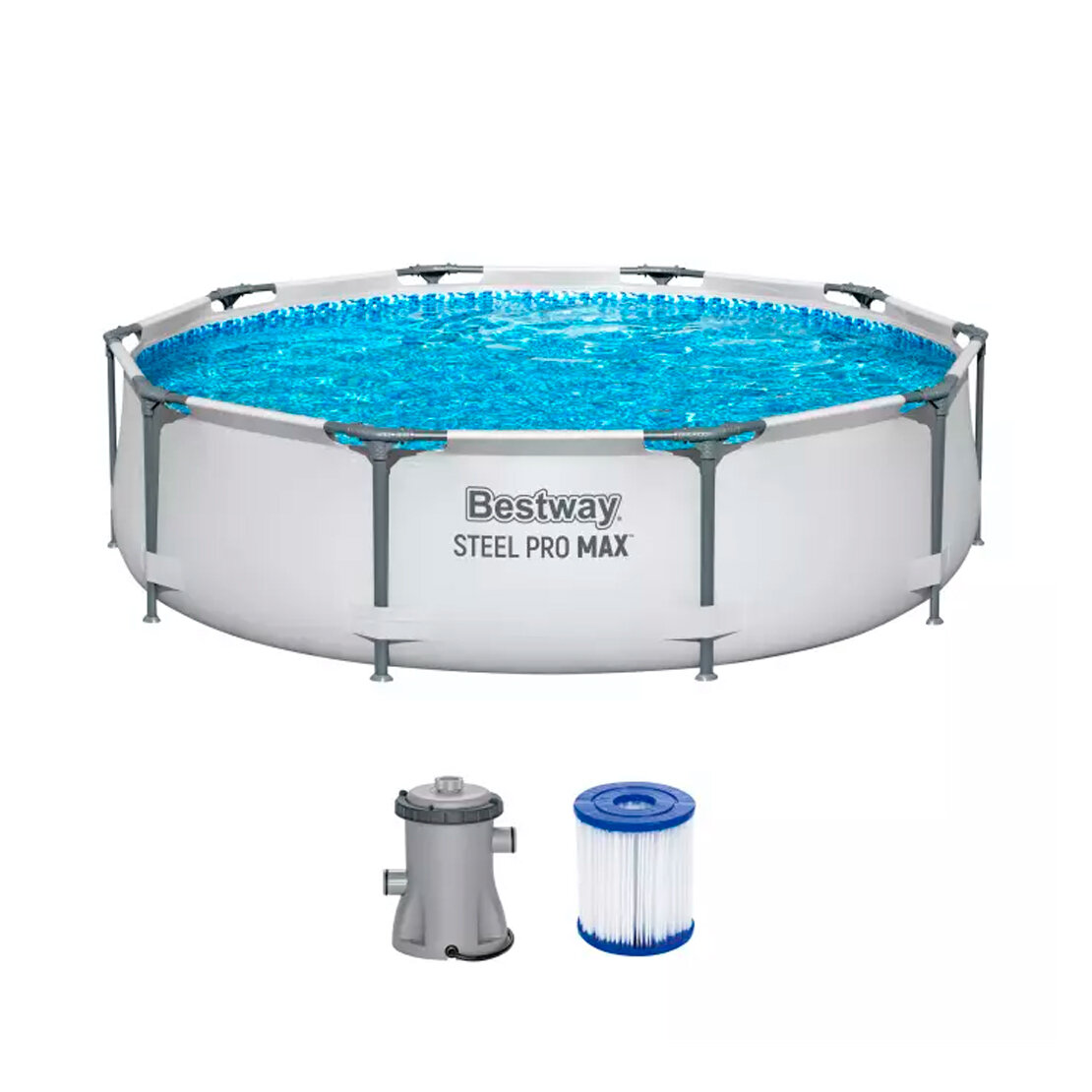 Каркасный бассейн Bestway 56408 BW 305х76 см 4678 л фильтр-насос 1249 л/ч ремкомплект серый