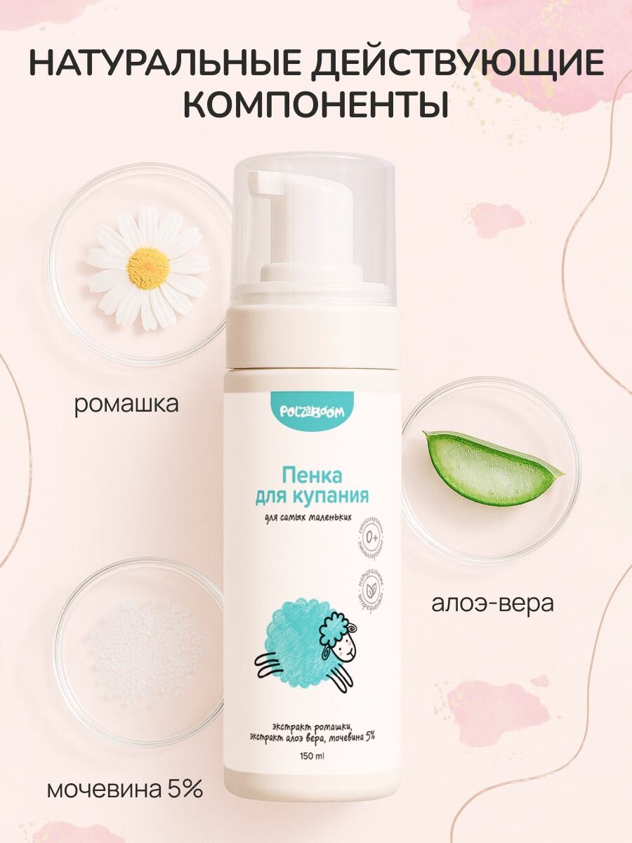 Пенка для подмывания и купания новорожденных детская, без слез 150 мл — фото 1