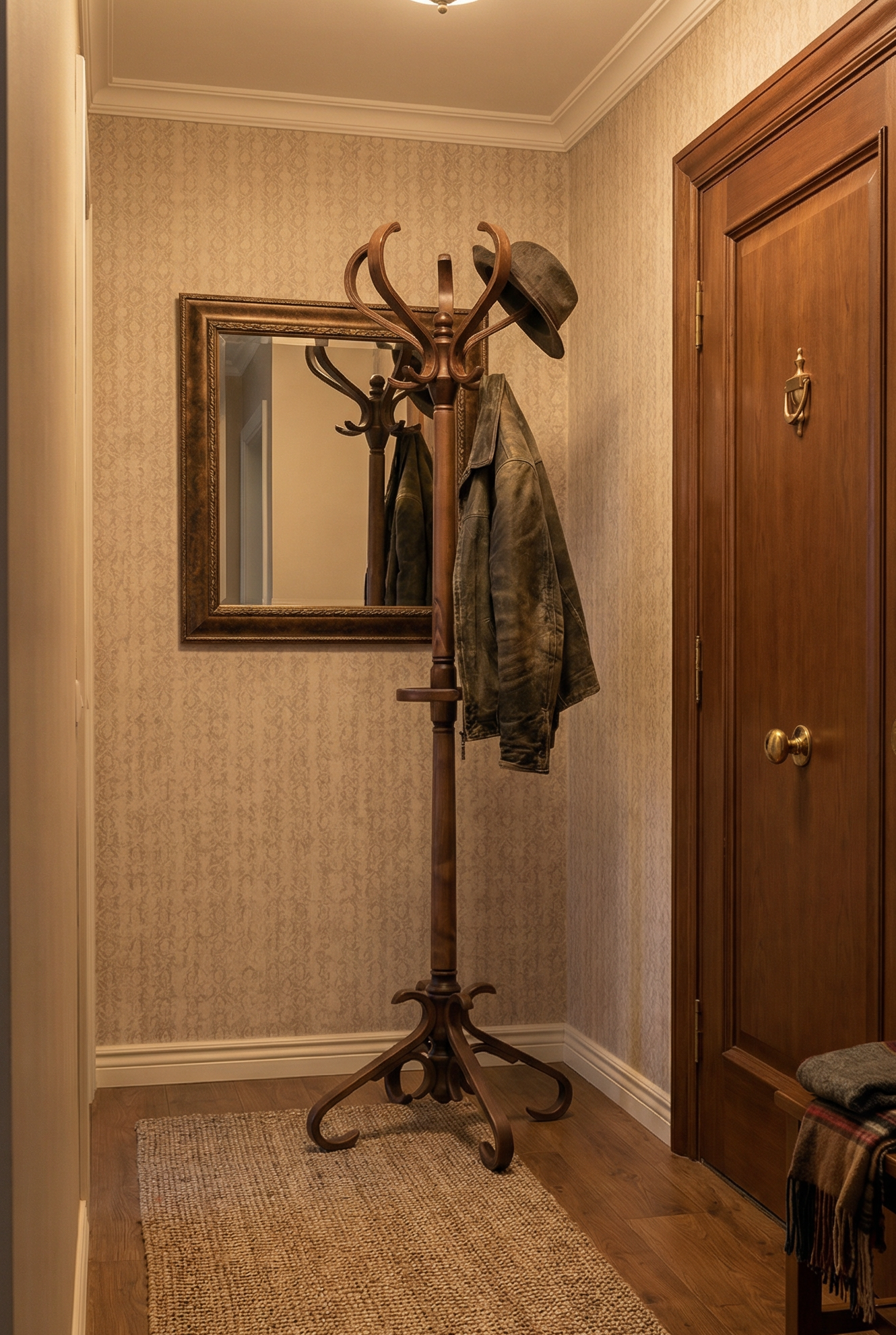 Вешалка напольная IFERS для верхней одежды деревянная В 10Н цвет средне-коричневый — фото 1