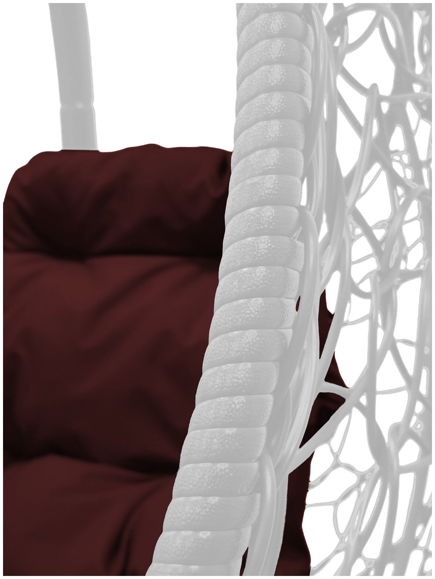 Подвесное кресло долька белое (без стойки), бордовая подушка - фотография № 3