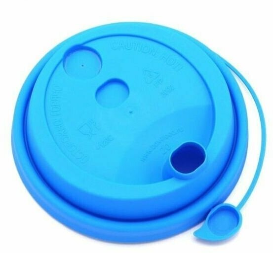 Крышка для стакана бумажного D 90мм ПП голубая, с клапаном и отверстием для трубочки, 50 штук в упаковке - фотография № 1