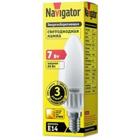 Светодиодная лампа Navigator 61 651, пошагово диммируемая. 7 Вт, Е14, теплого света 2700К