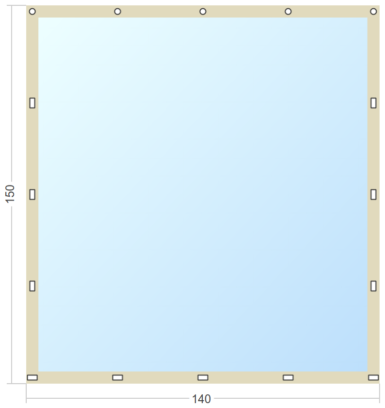 Мягкое окно Софтокна 140х150 см съемное, Скоба-ремешок, Прозрачная пленка 0,7мм, Бежевая окантовка, Комплект для установки - фотография № 2