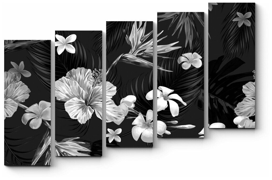 Модульная картина Черно-белый цветочный узор 140x98