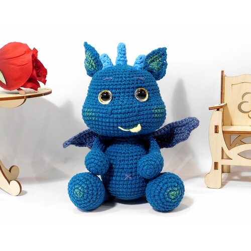 Сувенирный Дракончик Малыш, цвет петрольный, мягкая, интерьерная фигурка, ручная работа