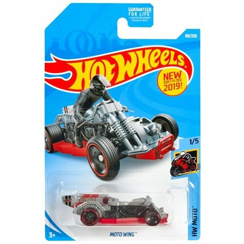 машинка hot wheels коллекционная оригинал mach it go серый hcw90 Машинка Hot Wheels коллекционная (оригинал) MOTO WING серый/красный