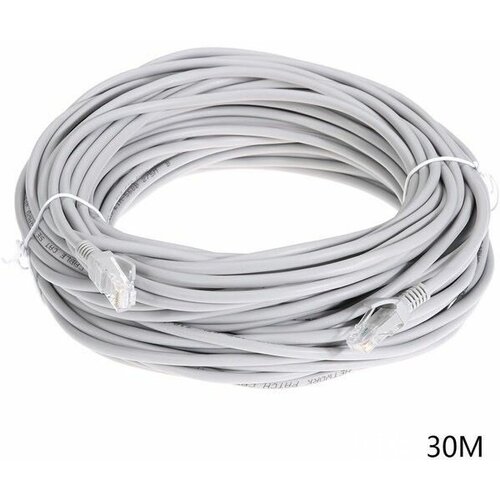 Патч корд 30 м UTP 5е RJ45 интернет кабель 30 метров LAN сетевой Ethernet патчкорд серый