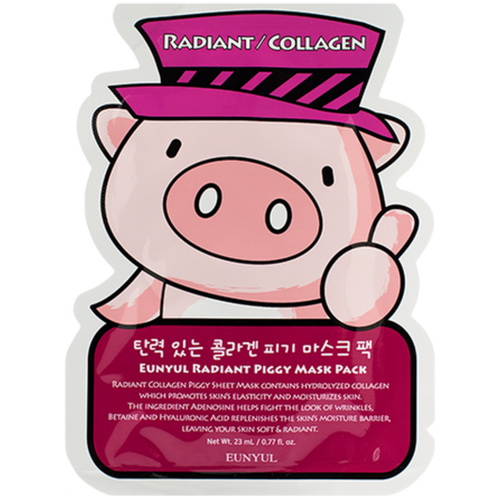 Eunyul Маска тканевая для лица с коллагеном освежающая - radiant piggy mask pack, 23мл