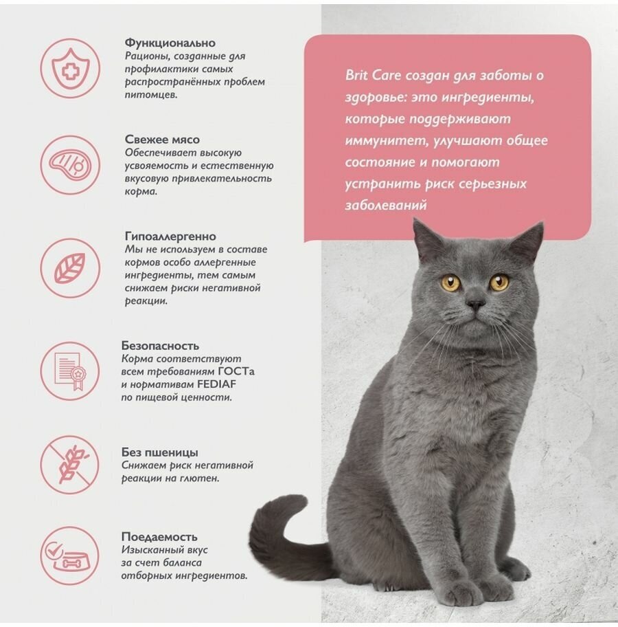 Сухой корм BRIT CARE супер-премиум с индейкой для стерилизованных кошек "Cat Sterilised Metabolic" 0,4 кг - фотография № 8