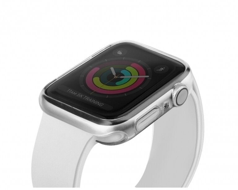 Силиконовый защитный чехол (кейс) Apple Watch Series 4 SE 6 5 (Эпл Вотч) 44 для экрана/дисплея и корпуса противоударный бампер мягкий прозрачный
