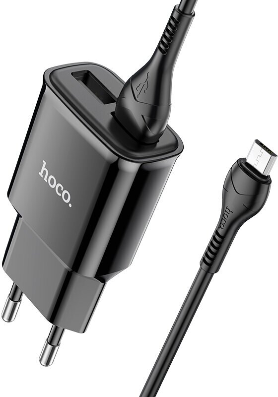 Сетевое зарядное устройство 2USB 2.4A для micro USB Hoco C88A 1м Black