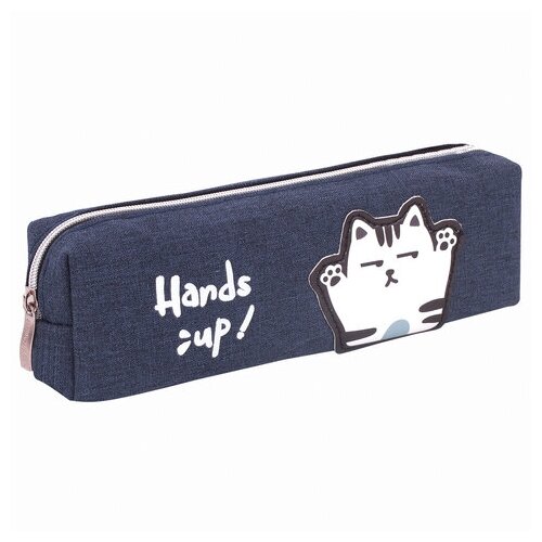 фото Пенал юнландия, 1 отделение, полиэстер, "cat", синий, 19х4х6 см, 270278