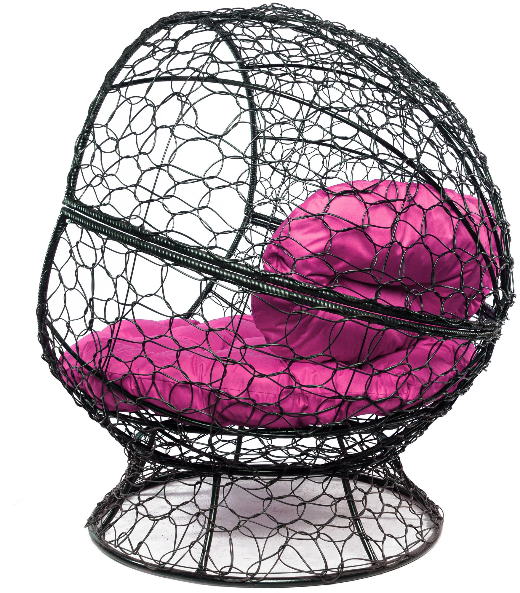 Кресло чёрное M-Group Апельсин ротанг, 11520408 розовая подушка - фотография № 6