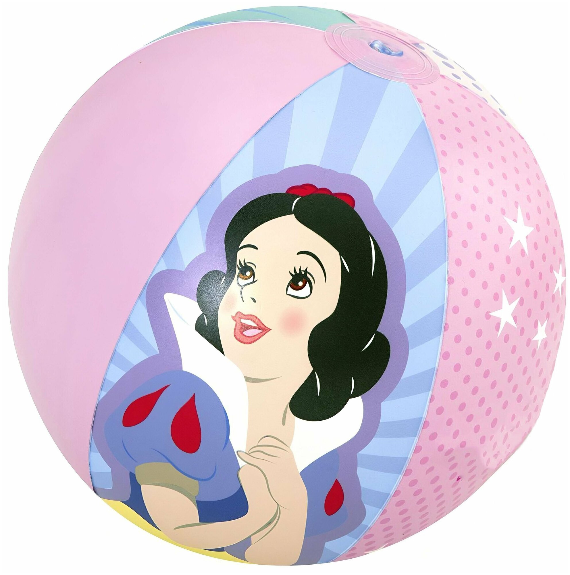 Мяч надувной 51 см: с изображениями принцесс понравится девочкам и сделает их отдых на пляже еще веселее; в сдутом состоянии мяч не займет много мест