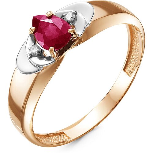 фото Золотое кольцо кюз del'ta dбр411227 с бриллиантом и рубином diamant-online