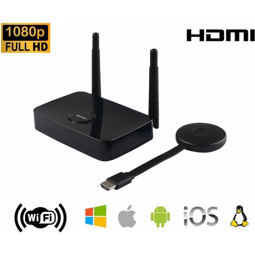 Беспроводной HDMI до 50 метров по Wi-Fi (Full HD/4K) с поддержкой DLNA, Miracast, Airplay