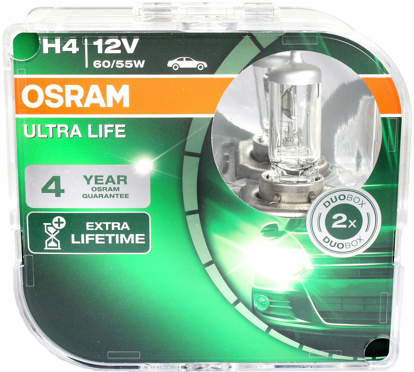 Набор ламп 12Vx60/55W H4 p43 OSRAM ULTRA LIFE 2 шт комплект