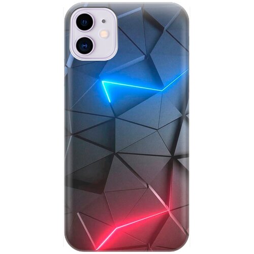 фото Ультратонкий силиконовый чехол-накладка для apple iphone 11 с принтом "графитовые грани" gosso