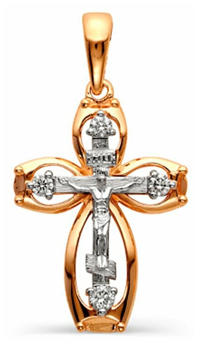 Крестик АЙМИЛА, красное золото, 585 проба, бриллиант