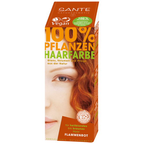 Sante Naturkosmetik Натуральная краска 100% Pflanzen Haarfarbe Flammenrot, 100 г