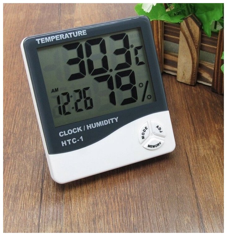 Цифровой комнатный термометр и гигрометр с ЖК-дисплеем и часами / измерение температуры, влажности, часы, будильник, календарь - фотография № 6