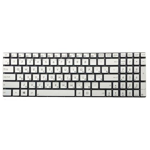 Клавиатура для ноутбука Asus N550J, N550JA, N550JK, N550JV, N550JX, N550LF, N750, N750JV, N750JK, серебристая без рамки, с подсветкой, гор. Enter