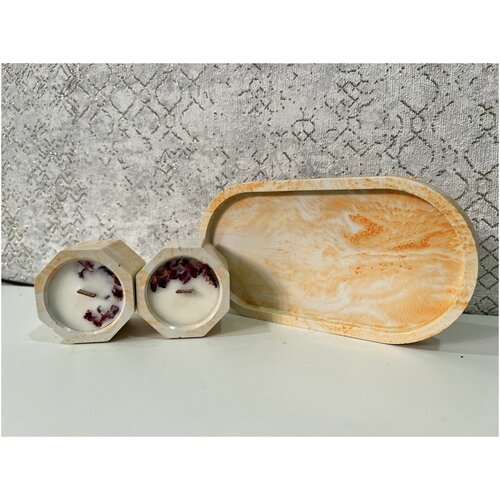 Набор свечи из натурального соевого воска набор с подносом