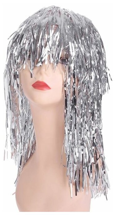 Карнавальный парик «Дождь» 45 см цвет серебряный