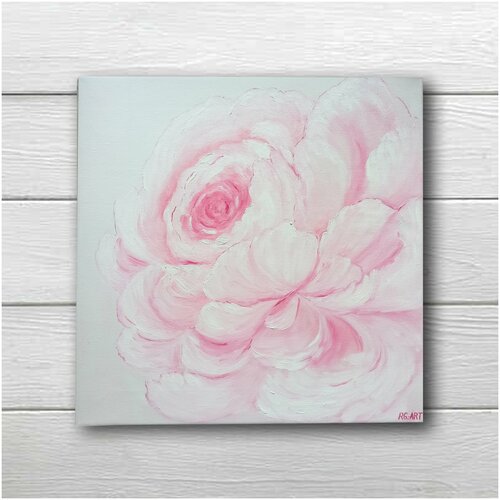 Картина пион абстрактный цветок в интерьер в розовых тонах RG_ART Холст / масло, 40х40см. Ручная работа