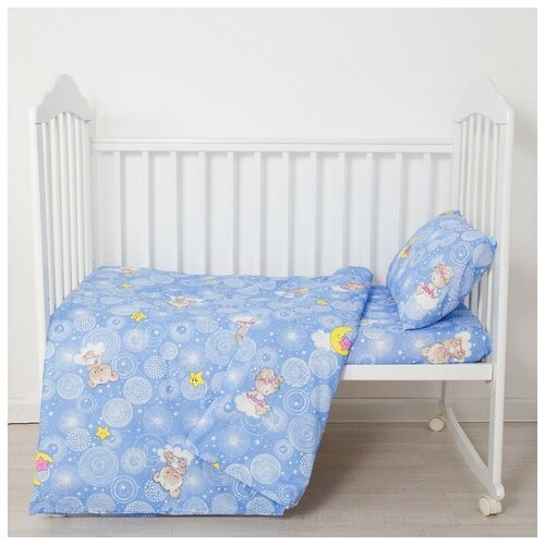 фото Постельное бельё детский «мишки на облаках», цвет голубой, 112х147, 100х150, 40х60 mikimarket