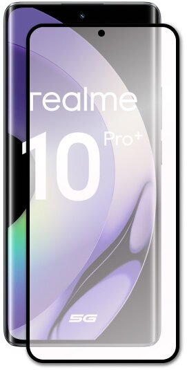 Стекло защитное Redline Realme 10 Pro+ 5G Full screen (3D) tempered glass FULL GLUE черный Red Line - фото №1