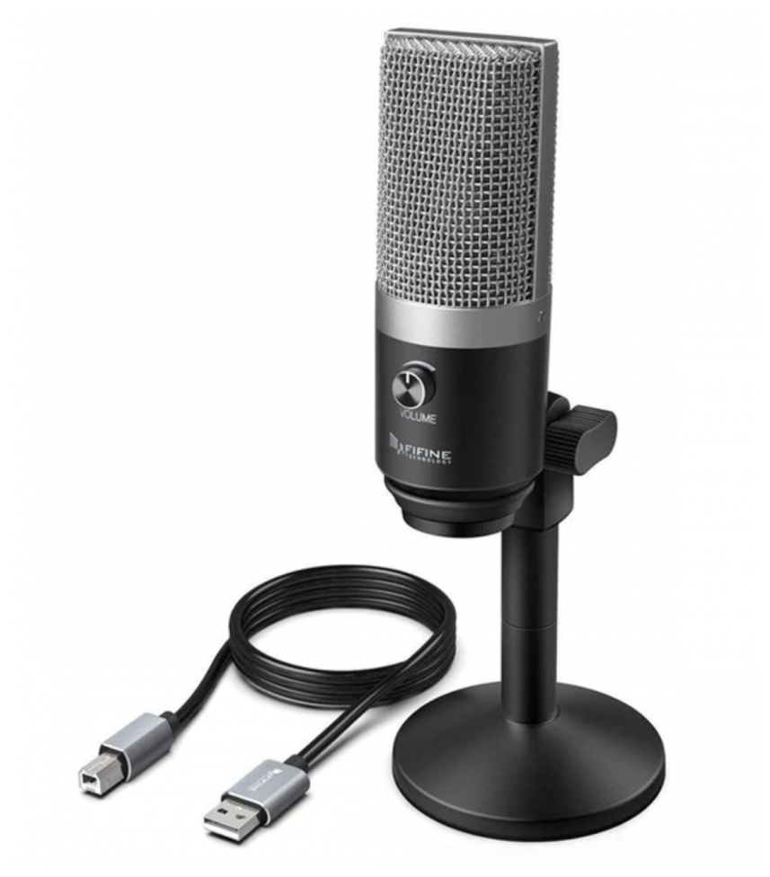 Мини-микрофон FIFINE USB настольный для записи K670, серебро