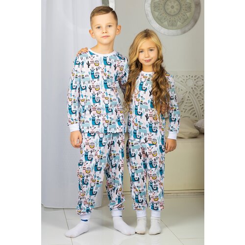 Пижама Miko Yumi, размер 110, мультиколор, белый