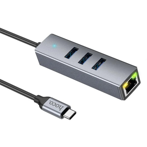 Хаб Гигабитный HOCO HB34 Type-C to USB 3.0 - 3 шт + RJ45